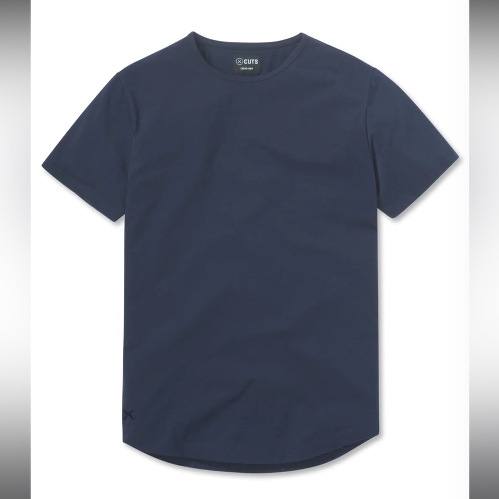 Men’s Cuts AO Curve Hem Signature Fit Tee (Navy, Size XXL)